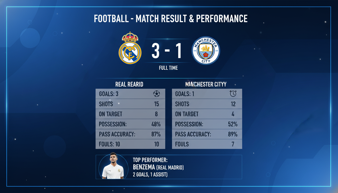 Kết quả trận đấu Kết quả Real Madrid vs Manchester City